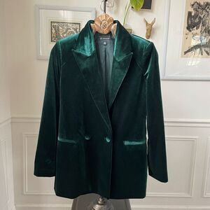 INC International Concepts Green Velvet Double Breasted Blazer S